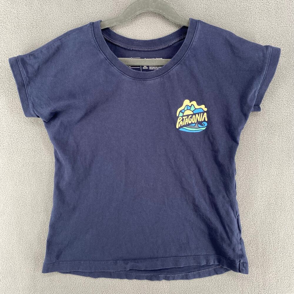 Patagonia Regenerative Organic Cotton Graphic T Shirt Youth Girls M 10 Blue